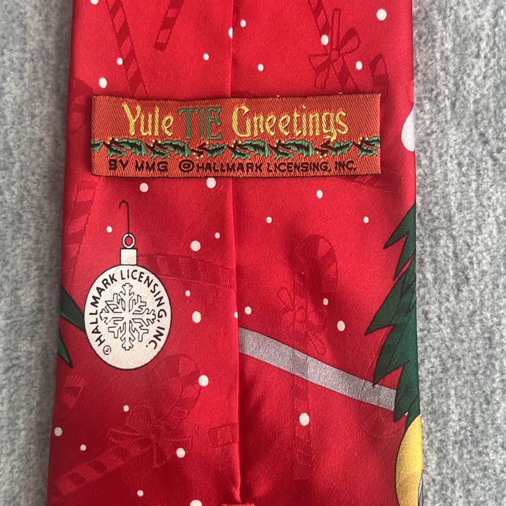 Hallmark Yule Tie Greetings Christmas Santa Mrs Claus Car Peace Silk Men Vintage - Picture 8 of 12